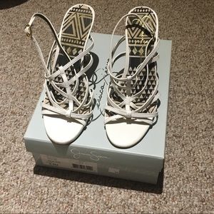 Jessica Simpson white strappy heels